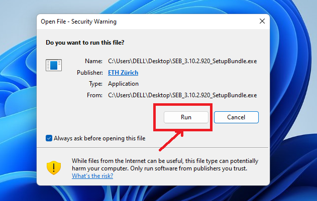 Windows security warning for Safe Exam Browser