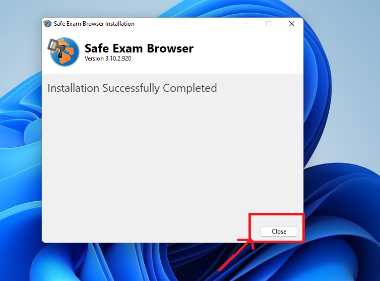 Safe Exam Browser installation successfully completed